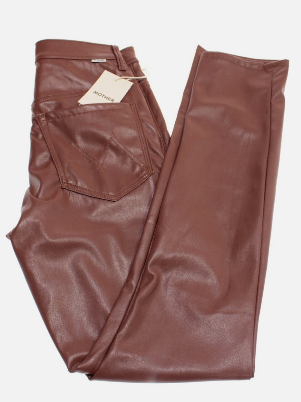 MOTHER Faux Leather Skinny Jeans — Brown